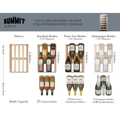 Summit Wine Cellar SUmmit 15&quot; Wide Built-In Wine Cellar, ADA Compliant ALWC15