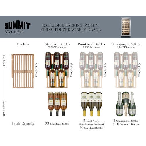 Summit Wine Cellar Summit 15&quot; Wide Built-In Wine Cellar SWC1535BCSS