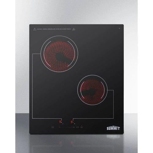 Summit Summit 18" Wide 220V 2-Burner Radiant Cooktop CR2B228T