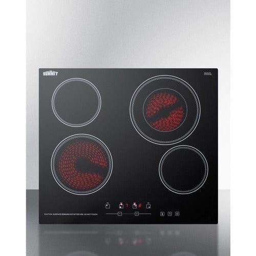 Summit Summit 24&quot; Wide 230V 4-Burner Radiant Cooktop CR4B23T5B