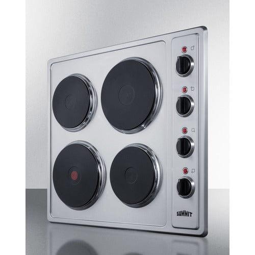 Summit Summit 24" Wide 230V 4-Burner Solid Disk Cooktop CSD4B24