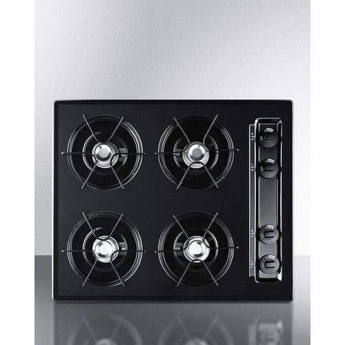Summit Gas Cooktop Summit 24&quot; Wide 4-Burner Gas Cooktop; Battery Ignition; Black  TNL03P