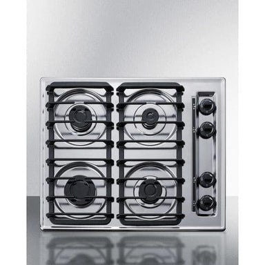 Summit Gas Cooktop Summit 24" Wide 4-Burner Natural Gas Cooktop (Brushed Chrome) ZTL033S