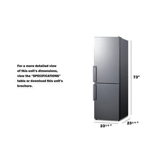 Summit Refrigerators Summit 24&quot; Wide Bottom Freezer Refrigerator FFBF235PL