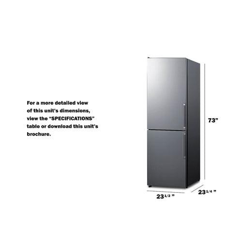 Summit Refrigerators Summit 24" Wide Bottom Freezer Refrigerator FFBF235PLLHD