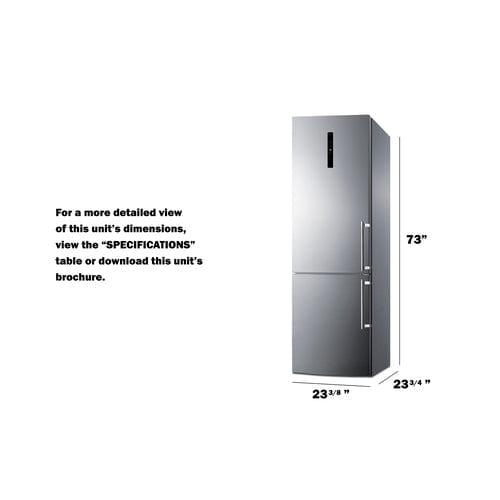 Summit Refrigerators Summit 24" Wide Bottom Freezer Refrigerator FFBF249SS2LHD