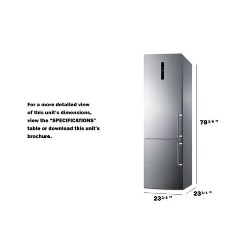Summit Refrigerators Summit 24&quot; Wide Bottom Freezer Refrigerator With Icemaker FFBF181ES2IMLHD