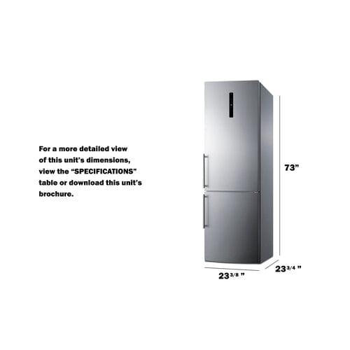 Summit Refrigerators Summit 24&quot; Wide Bottom Freezer Refrigerator with Icemaker FFBF249SS2IM