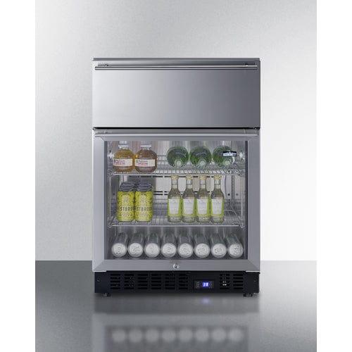 Summit All-Refrigerator Summit 24" Wide Built-In Commercial Beverage Refrigerator With Top Drawer SCR615TDCSS