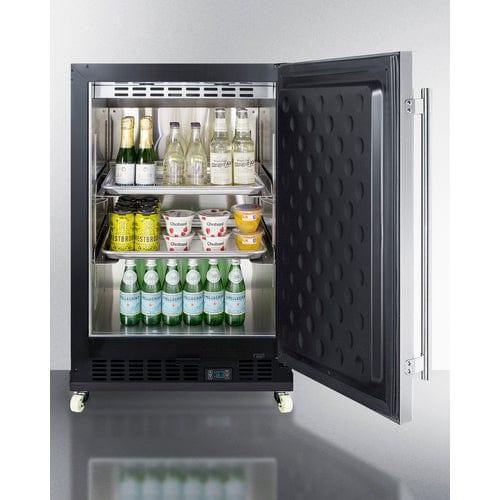 Summit Beverage Center Summit 24" Wide Built-In Mini Reach-In Beverage Center with Dolly SCR610BLSDRI