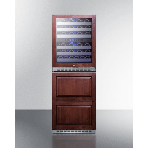 Summit Wine Cellar Summit 24&quot; Wide Combination Dual-Zone Wine Cellar and 2-Drawer Refrigerator-Freezer (Panels Not Included)  SWCDRF24PNR