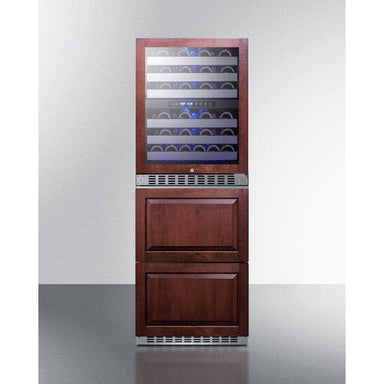 Summit Wine Cellar Summit 24" Wide Combination Dual-Zone Wine Cellar and 2-Drawer Refrigerator-Freezer (Panels Not Included) SWCDRF24PNR