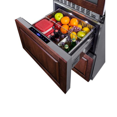 Summit Wine Cellar Summit 24&quot; Wide Combination Dual-Zone Wine Cellar and 2-Drawer Refrigerator-Freezer (Panels Not Included)  SWCDRF24PNR