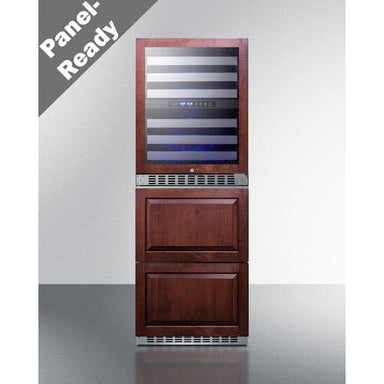 Summit Wine Cellar Summit 24" Wide Combination Dual-Zone Wine Cellar and 2-Drawer Refrigerator-Freezer (Panels Not Included) SWCDRF24PNR