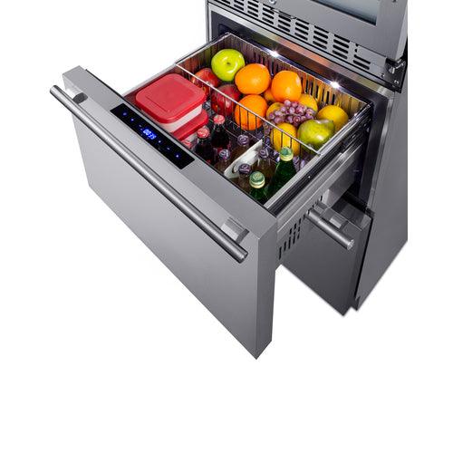 Summit Wine Cellar Summit  24&quot; Wide Combination Dual-Zone Wine Cellar and 2-Drawer Refrigerator-Freezer SWCDRF24