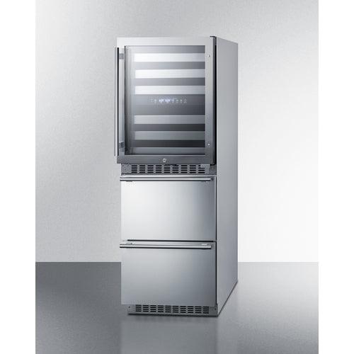 Summit Wine Cellar Summit  24" Wide Combination Dual-Zone Wine Cellar and 2-Drawer Refrigerator-Freezer SWCDRF24