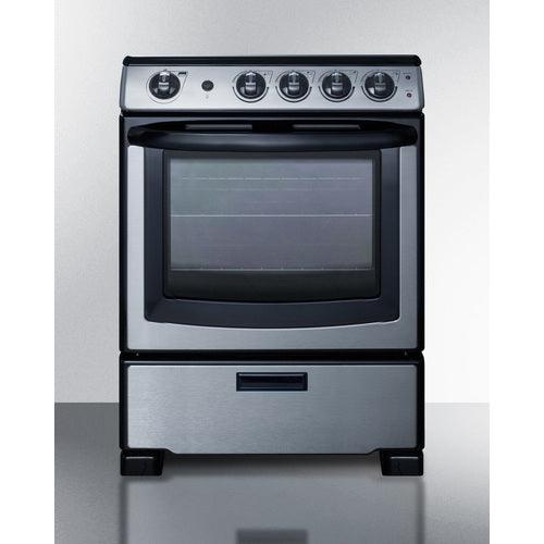 Summit Electric Coil Ranges Summit 24" Wide Electric Range & Convertible Hood REXH24RSS