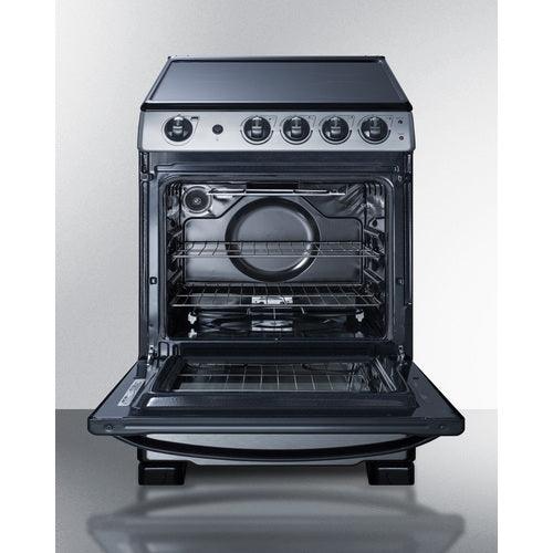 Summit Electric Coil Ranges Summit 24&quot; Wide Electric Range &amp; Convertible Hood REXH24RSS