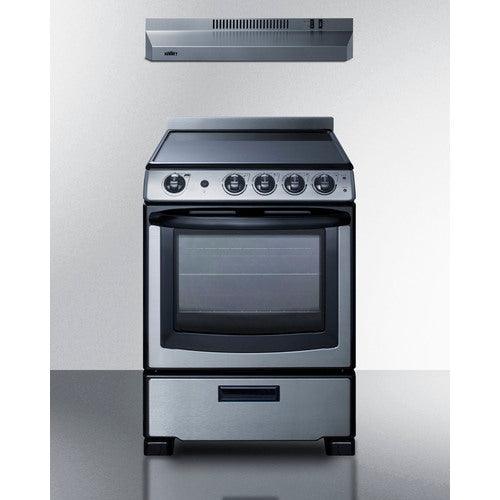 Summit Electric Coil Ranges Summit 24" Wide Electric Range & Convertible Hood REXH24RSS