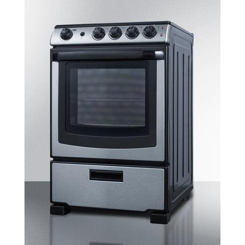 Summit Electric Coil Ranges Summit 24" Wide Electric Range & Convertible Hood REXH24RSS