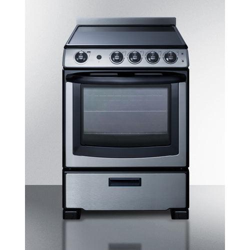 Summit Electric Coil Ranges Summit 24" Wide Electric Smooth-Top Range REX2451SSRT
