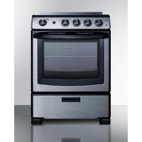 Summit Electric Coil Ranges Summit 24" Wide Electric Smooth-Top Range REX2451SSRT