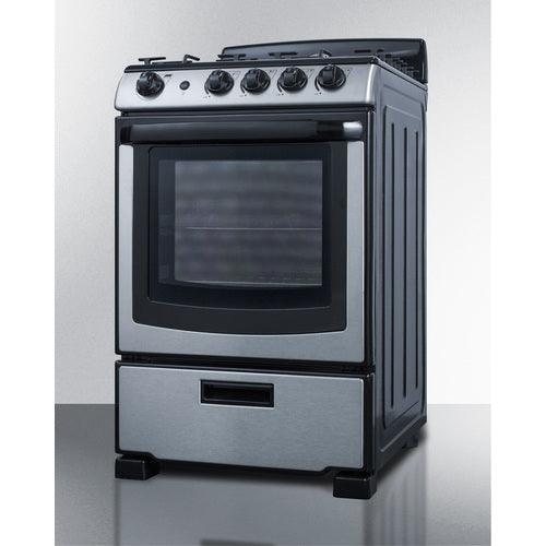 Summit Natural Gas Range/Stove Summit 24&quot; Wide Gas Range &amp; Convertible Hood RGH24RSS