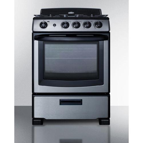 Summit Natural Gas Range/Stove Summit 24&quot; Wide Gas Range &amp; Convertible Hood RGH24RSS