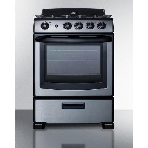 Summit Natural Gas Range/Stove Summit 24" Wide Gas Range & Convertible Hood RGH24RSS