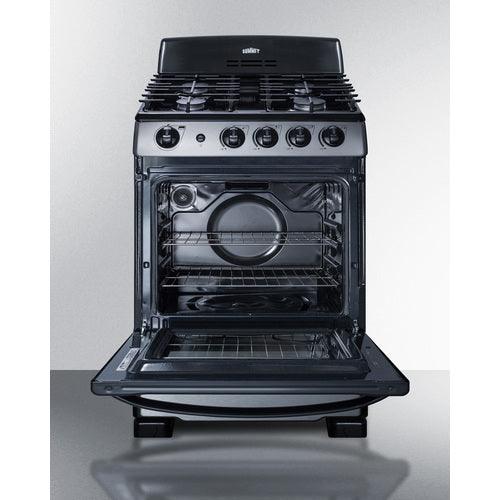 Summit Natural Gas Range/Stove Summit 24&quot; Wide Gas Range &amp; Convertible Hood RGH24RSS