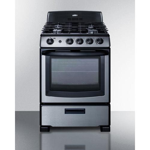 Summit Natural Gas Range/Stove Summit 24&quot; Wide Gas Range &amp; Convertible Hood RGH24RSS