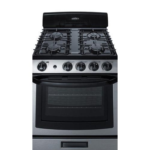 Summit Natural Gas Range/Stove Summit 24&quot; Wide Gas Range &amp; Convertible Hood RGH24RSS