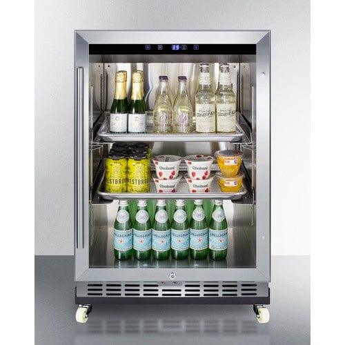 Summit Beverage Center Summit 24&quot; Wide Outdoor Mini Reach-In Beverage Center with Dolly SCR611GLOSRI