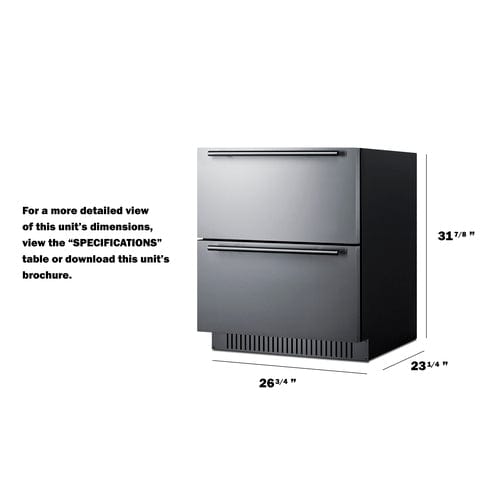 Summit Outdoor All-Refrigerator Summit 27&quot; Wide 2-Drawer All-Refrigerator, ADA Compliant SPR275OS2DADA