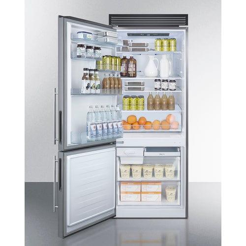 Summit Refrigerators Summit 28&quot; Wide Bottom Freezer Refrigerator FFBF279SSXH72LHD