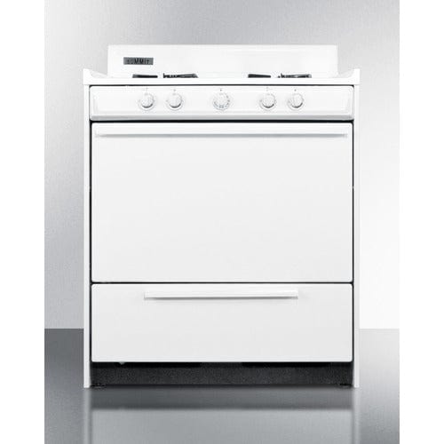 Summit Natural Gas Range/Stove Summit 30" Wide Natural Gas Range, Battery Ignition (White) WNM210P