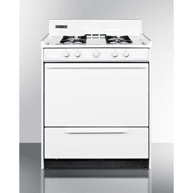 Summit Natural Gas Range/Stove Summit 30" Wide Natural Gas Range, Battery Ignition (White) WNM210P