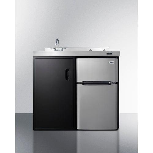 Summit Prefabricated Kitchens & Kitchenettes Summit 39" Wide All-In-One Kitchenette C39ELGLASSBK