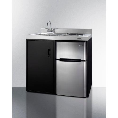 Summit Prefabricated Kitchens & Kitchenettes Summit 39" Wide All-In-One Kitchenette C39ELGLASSBK