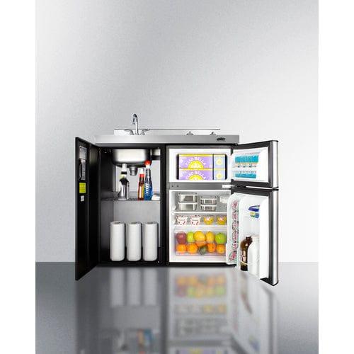 Summit Prefabricated Kitchens & Kitchenettes Summit 39" Wide All-In-One Kitchenette C39ELGLASSBK