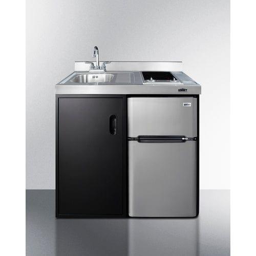 Summit Prefabricated Kitchens & Kitchenettes Summit 39" Wide All-In-One Kitchenette C39ELGLASSBK