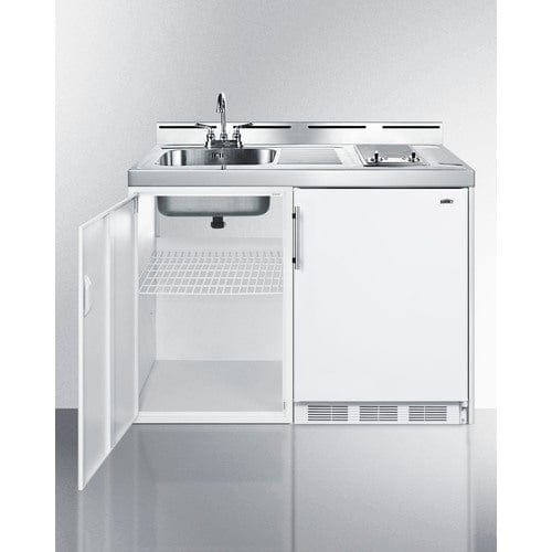 Summit Prefabricated Kitchens &amp; Kitchenettes Summit 48&quot; Wide All-In-One Kitchenette, No Plumbing Needed C48ELGLASSPUMP