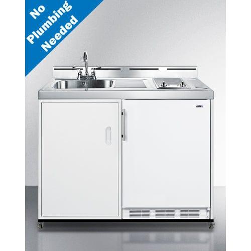 Summit Prefabricated Kitchens & Kitchenettes Summit 48" Wide Mobile All-In-One Kitchenette, No Plumbing Needed C48ELGLASSPUMPMB