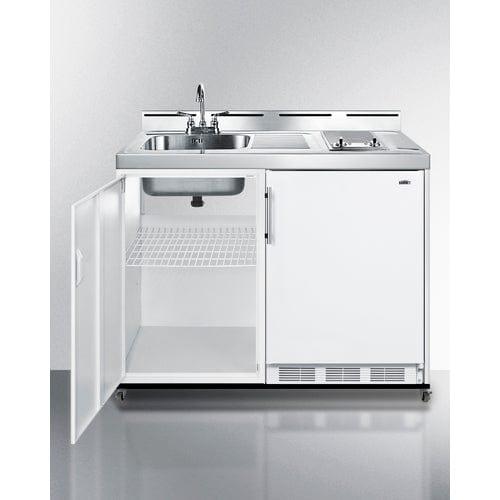 Summit Prefabricated Kitchens & Kitchenettes Summit 48" Wide Mobile All-In-One Kitchenette, No Plumbing Needed C48ELGLASSPUMPMB