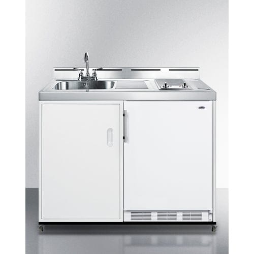 Summit Prefabricated Kitchens & Kitchenettes Summit 48" Wide Mobile All-In-One Kitchenette, No Plumbing Needed C48ELGLASSPUMPMB