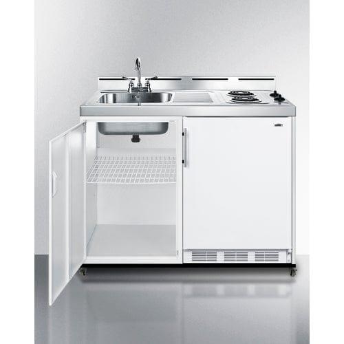 Summit Prefabricated Kitchens & Kitchenettes Summit 48" Wide Mobile All-In-One Kitchenette, No Plumbing Needed C48ELPUMPMB