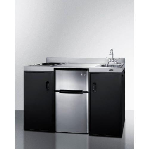 Summit Prefabricated Kitchens & Kitchenettes Summit 54" Wide All-In-One Kitchenette, ADA Counter Height CK55ADASINKR