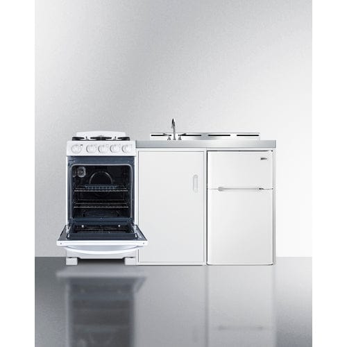 Summit Prefabricated Kitchens &amp; Kitchenettes Summit 60&quot; Wide All-in-One Kitchenette with Gas Range ACK60GASW