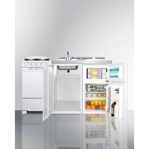 Summit Prefabricated Kitchens & Kitchenettes Summit 60" Wide All-in-One Kitchenette with Gas Range ACK60GASW