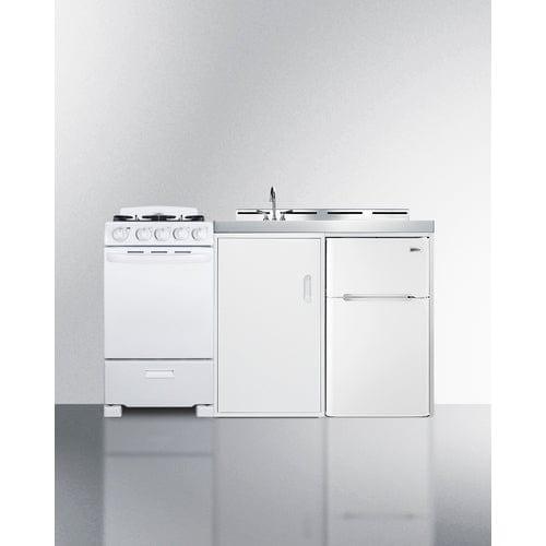 Summit Prefabricated Kitchens & Kitchenettes Summit 60" Wide All-in-One Kitchenette with Gas Range ACK60GASW
